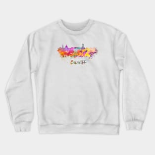 Cardiff skyline in watercolor Crewneck Sweatshirt